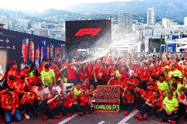 First Place Charles Leclerc of Monaco and Ferrari, Third Place Carlos Sainz of Spain and Ferrari and the whole Ferrari Team celebrate and pose for the team celebration photo, Race, F1 Grand Prix of Monaco, Monaco on May 26, 2024 in Monte Carlo, Monaco Photo by Diogo Cardoso DeFodi Images First Place Charles Leclerc of Monaco and Ferrari, Third Place Carlos Sainz of Spain and Ferrari and the whole Ferrari Team celebrate and pose for the team celebration photo, Race, F1 Grand Prix of Monaco, Monaco on May 26, 2024 in Monte Carlo, Monaco Photo by Diogo Cardoso DeFodi Images Defodi 645 f1mon20240526 3822 Defodi-645