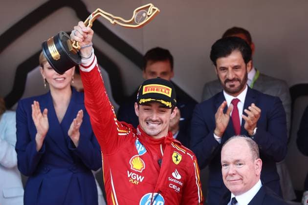 F1 Gran Prix of Monaco Charles Leclerc of Scuderia Ferrari celebrates on the podium after the F1 Grand Prix of Monaco at Circuit de Monaco on May 26, 2024 in Monte-Carlo, Monaco. Monaco Monte-Carlo Monaco Copyright: xMarcoxCanonierox