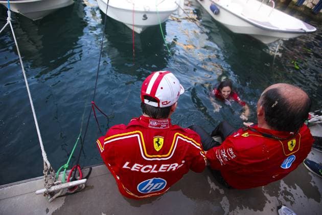 Scuderia Ferrari, team celebration, LECLERC Charles (mco), Scuderia Ferrari SF-24, portrait, victory VASSEUR Frà dà ric (fra), Team Principal & General Manager of the Scuderia Ferrari, portrait during the Formula 1 Grand Prix de Monaco 2024, 8th round of the 2024 Formula One World Championship, WM, Weltmeisterschaft from May 23 to 26, 2024 on the Circuit de Monaco, in Monaco - F1 - MONACO GRAND PRIX 2024 DPPI Panoramic 240526_R08_MONACO_DP_EA028501