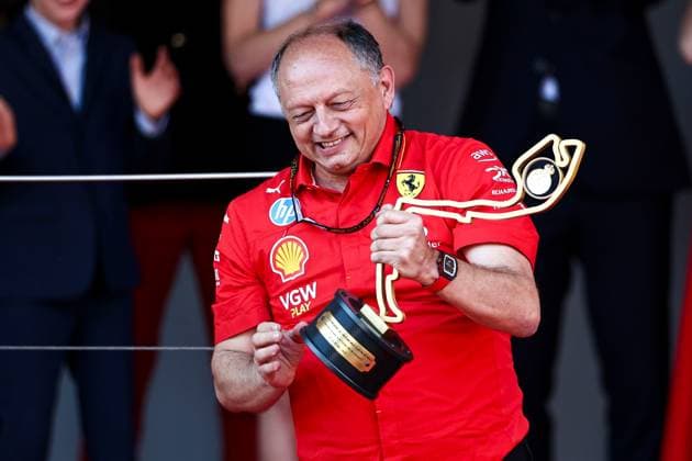 Frederic Vasseur, Team Principal of Ferrari celebrates on the podium, Race, F1 Grand Prix of Monaco, Monaco on May 26, 2024 in Monte Carlo, Monaco Photo by Diogo Cardoso DeFodi Images Frederic Vasseur, Team Principal of Ferrari celebrates on the podium, Race, F1 Grand Prix of Monaco, Monaco on May 26, 2024 in Monte Carlo, Monaco Photo by Diogo Cardoso DeFodi Images Defodi 645 f1mon20240526 0690 Defodi-645