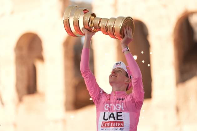 Poga& x10d;ar Tadej (Team Uae Emirates) pink jerseyon the podium as a winner of the Giro d Italia from Rome to Rome, Italy. Sunday, May 26, 2024 cycling  Copyright: xMassimoxPaolonex xLaPressex
