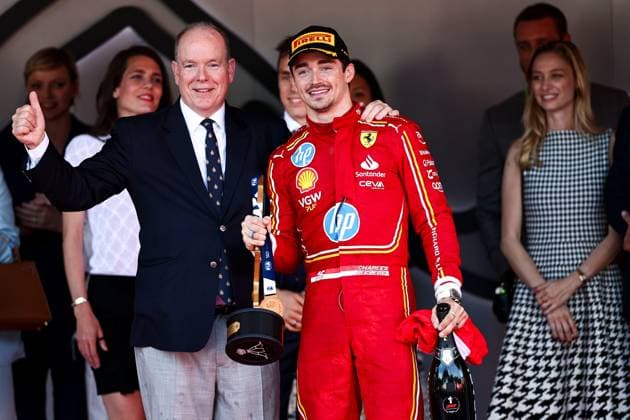 Race Winner Charles Leclerc of Monaco and Ferrari and Prince Albert II of Monaco celebrate on the podium, Race, F1 Grand Prix of Monaco, Monaco on 26 May 2024 in Monte Carlo, Monaco Photo by Diogo Cardoso DeFodi Images Race Winner Charles Leclerc of Monaco and Ferrari and Prince Albert II of Monaco celebrate on the podium, Race, F1 Grand Prix of Monaco, Monaco on May 26, 2024 in Monte Carlo, Monaco Photo by Diogo Cardoso DeFodi Images Defodi 645 f1mon20240526 0910 Defodi-645