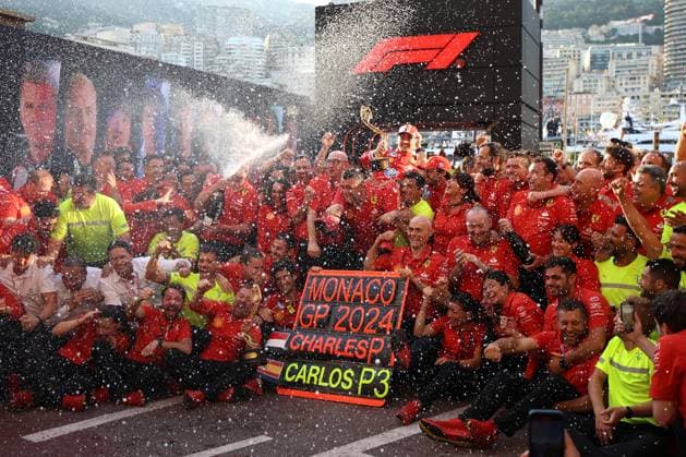 F1 Gran Prix of Monaco Team Scuderia Ferrari celebrate the victory of Gran Prix after the F1 Grand Prix of Monaco at Circuit de Monaco on May 26, 2024 in Monte-Carlo, Monaco. Monaco Monte-Carlo Monaco Copyright: xMarcoxCanonierox