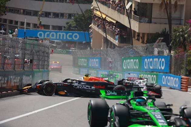 Formula 1 Grand Prix Monaco 2024 26 05 2024, Circuit de Monaco, Monte Carlo, Formula 1 Grand Prix Monaco 2024 ,in the picture crash of Sergio Perez MEX , Oracle Red Bull Racing, Nico Hülkenberg DEU , Haas F1 Team, Kevin Magnussen DNK , Haas F1 Team nordphotoxGmbHx xBratic nph00250