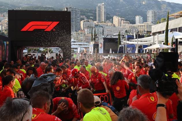 May 26, 2024, Monte Carlo, Monaco, Monaco: te Scuderia Ferrari celebrating victory of Charles Leclerc (MON) - Scuderia Ferrari - Ferrari SF-24 - Ferrari..during Formula 1 Grand Prix de Monaco 2024 at Monte Carlo (MC), may 23-26 2024 Monte Carlo Monaco - ZUMAm217 20240526_zsp_m217_160 Copyright: xAlessioxDexMarcox