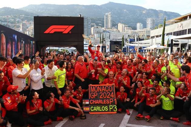 May 26, 2024, Monte Carlo, Monaco, Monaco: te Scuderia Ferrari celebrating victory of Charles Leclerc (MON) - Scuderia Ferrari - Ferrari SF-24 - Ferrari..during Formula 1 Grand Prix de Monaco 2024 at Monte Carlo (MC), may 23-26 2024 Monte Carlo Monaco - ZUMAm217 20240526_zsp_m217_170 Copyright: xAlessioxDexMarcox