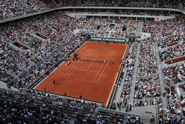 Carlos Alcaraz of Spain plays against J.J. Wolf of the US during their first round match of the French Tennis Open at Roland Garros in Paris, France, on Sunday, May 26, 2024. Alcaraz won 6-1, 6-2, 6-1.  PAR20240526142 MAYAxVIDON-WHITE