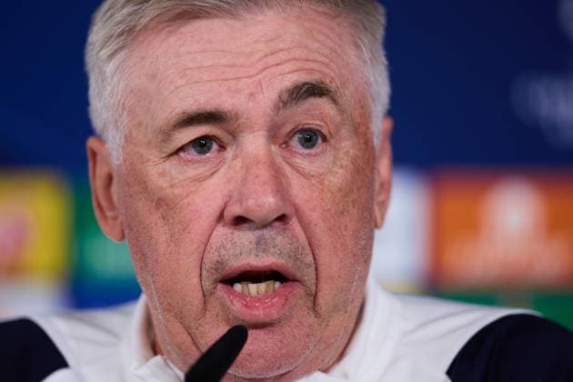 Carlo Ancelotti head coach of Real Madrid CF during the team training session at the Real Madrid Open Media Day ahead of the UEFA Champions League Final against Borussia Dortmund at Valdebebas training ground on May 27, 2024 in Madrid, Spain (Photo by: LGM Panoramic) FOOTBALL : media day - Real Madrid - 27 05 2024 LGM Panoramic 