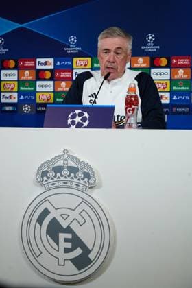 Carlo Ancelotti head coach of Real Madrid CF during the team training session at the Real Madrid Open Media Day ahead of the UEFA Champions League Final against Borussia Dortmund at Valdebebas training ground on May 27, 2024 in Madrid, Spain (Photo by: LGM Panoramic) FOOTBALL : media day - Real Madrid - 27 05 2024 LGM Panoramic 