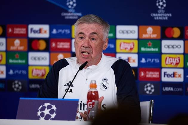 Carlo Ancelotti head coach of Real Madrid CF during the team training session at the Real Madrid Open Media Day ahead of the UEFA Champions League Final against Borussia Dortmund at Valdebebas training ground on May 27, 2024 in Madrid, Spain (Photo by: LGM Panoramic) FOOTBALL : media day - Real Madrid - 27 05 2024 LGM Panoramic 