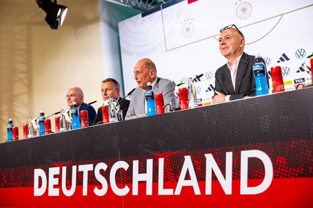 27 05 2024, GER, Football, Men, Season 2023 2024, DFB National Team Training Camp Blankenhain Opening Press Conference at Blankenhain Castle The opening press conference will be attended by Wolfgang Tiefensee Thuringian Minister of Economic Affairs Bernd Neuendorf DFB President Jens Kramer Mayor Blankenhain 99444 Blankenhain Castle Blankenhain Thuringia Germany