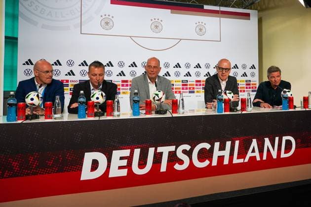 Welcome press conference with Thuringian Economics Minister Wolfgang Tiefensee, Mayor Jens Kramer and DFB President Bernd Neuendorf Blankenhain 27 05 2024 Training camp for the German national team in preparation for the European Championship, Golf Resort Weimarer Land