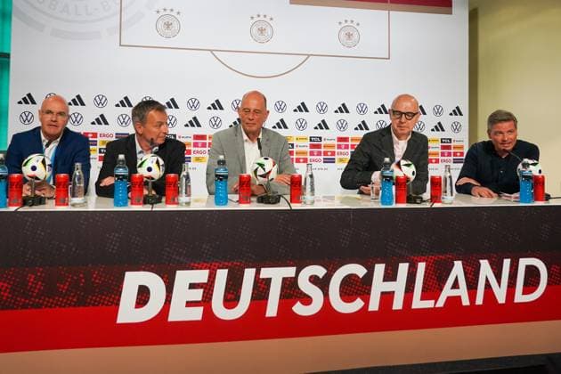 Welcome press conference with Thuringian Economics Minister Wolfgang Tiefensee, Mayor Jens Kramer and DFB President Bernd Neuendorf Blankenhain 27 05 2024 Training camp for the German national team in preparation for the European Championship, Golf Resort Weimarer Land