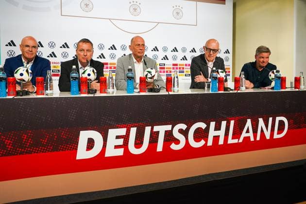 Welcome press conference with Thuringian Economics Minister Wolfgang Tiefensee, Mayor Jens Kramer and DFB President Bernd Neuendorf Blankenhain 27 05 2024 Training camp for the German national team in preparation for the European Championship, Golf Resort Weimarer Land