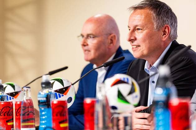 27 05 2024, GER, Football, Men, Season 2023 2024, DFB National Team Training Camp Blankenhain Opening Press Conference at Blankenhain Castle The opening press conference will be attended by Wolfgang Tiefensee Thuringian Minister of Economic Affairs Bernd Neuendorf DFB President Jens Kramer Mayor Blankenhain 99444 Blankenhain Castle Blankenhain Thuringia Germany