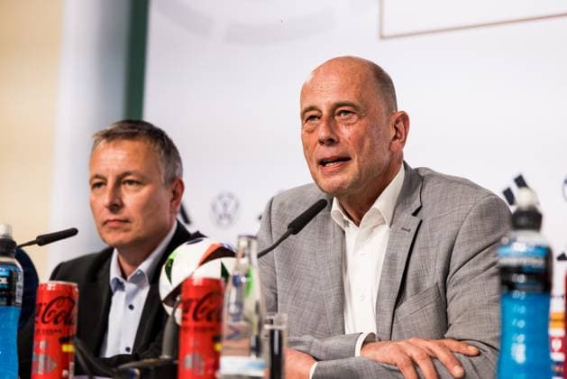 DFB training camp kick-off press conference 27 05 2024 Wolfgang Tiefensee Thuringia Minister of Economic Affairs DFB training camp kick-off press conference Blankenhain, Blankenhain Castle on 27 05 2024 Copyright: xBEAUTIFULxSPORTS Wunderlx