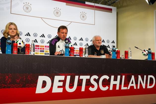 National coach Julian Nagelsmann Germany Germany and sports director Rudi Völler Germany Germany Blankenhain 27 05 2024 Training camp for the German national team in preparation for the European Championship, Golf Resort Weimarer Land