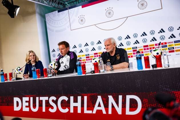 27 05 2024, GER, Football, Men, Season 2023 2024, DFB National Team Training Camp Blankenhain Opening Press Conference at Blankenhain Castle The opening press conference will be attended by Julian Nagelsmann DFB National Team Head Coach and Rudi Voeller 99444 Blankenhain Castle Blankenhain Thuringia Germany