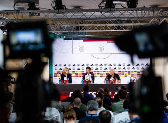 27 05 2024, GER, Football, Men, Season 2023 2024, DFB National Team Training Camp Blankenhain Opening Press Conference at Blankenhain Castle The opening press conference will be attended by Julian Nagelsmann DFB National Team Head Coach and Rudi Voeller 99444 Blankenhain Castle Blankenhain Thuringia Germany