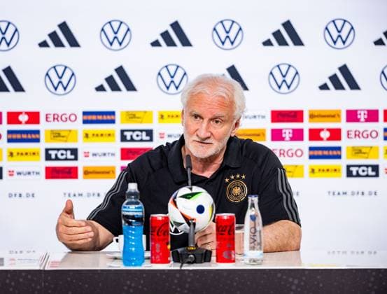 27 05 2024, GER, Football, Men, Season 2023 2024, DFB National Team Training Camp Blankenhain Opening Press Conference at Blankenhain Castle The opening press conference will be attended by Julian Nagelsmann DFB National Team Head Coach and Rudi Voeller 99444 Blankenhain Castle Blankenhain Thuringia Germany