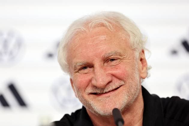 DFB Press Conference National Team Blankenhain, 27 05 2024, Media Center in Blankenhain Castle , Thuringia Training camp of the German national soccer team before UEFA EURO 2024 , Press Conference In the picture Rudi Völler Voeller Director DFB A Selection , Picture Point
