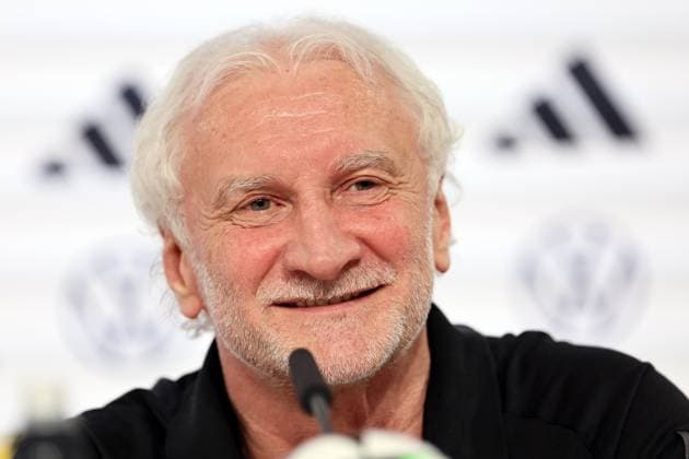DFB Press Conference National Team Blankenhain, 27 05 2024, Media Center in Blankenhain Castle , Thuringia Training camp of the German national soccer team before UEFA EURO 2024 , Press Conference In the picture Rudi Völler Voeller Director DFB A Selection , Picture Point