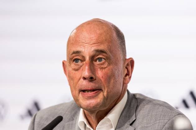DFB training camp kick-off press conference 27 05 2024 Wolfgang Tiefensee Thuringia Minister of Economic Affairs DFB training camp kick-off press conference Blankenhain, Blankenhain Castle on 27 05 2024 Copyright: xBEAUTIFULxSPORTS Wunderlx