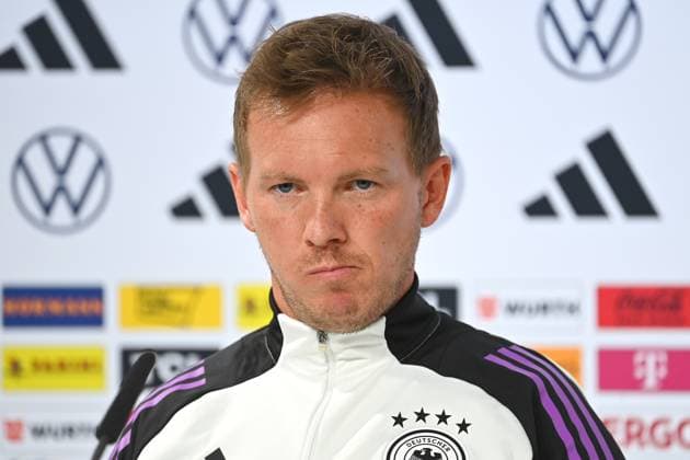 National coach Julian NAGELSMANN GER , single picture,cropped single motif,portrait,portrait,portrait PRESS CONFERENCE German national football team,football training camp in Blankenhain Thuringia on 27 05 2024, Â