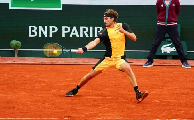 Stefanos Tsitsipas in first round action French Open Tennis, Day 2, Tennis, Roland Garros, Paris, France - 27 May 2024  Copyright: xJavierxGarcia Shutterstockx 14506169n