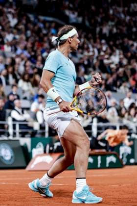 TENNIS - French Open 2024 PARIS,FRANCE,27.MAY.24 - TENNIS - ATP, Tennis Herren World Tour, French Open, Roland Garros, Grand Slam. Image shows the rejoicing of Rafael Nadal (ESP).  GEPAxpictures xPatrickxSteiner
