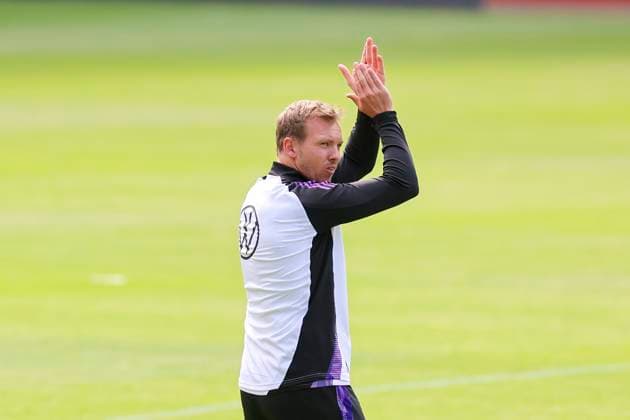 National coach Julian Nagelsmann Germany claps his hands, public training day 1, training camp of the German national team, Ernst Abbe Sportfeld, 27 05 2024, Jena, Germany