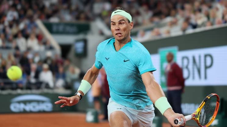 Spanish Rafael Nadal pictured in action during a tennis match against German Zverev, in the first round of the men s singles, at the Roland Garros French Open tennis tournament, in Paris, France, Monday 27 May 2024. This year s tournament takes place from 26 May to 09 June. BENOITxDOPPAGNE  x93473320x