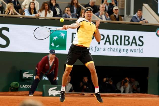 May 27, 2024, Paris, Paris, France: Alexander Zverev (GER in action during the tennis Grand Slamt of Roland Garros 2024, day 1, match between Alexander Zverev (GER) and Rafael Nadal (ESP) at Roland Garros Stadium - on May 23 2024.Paris - France Paris France - ZUMAb253 20240527_zsp_b253_042 Copyright: xLoicxBaratouxx