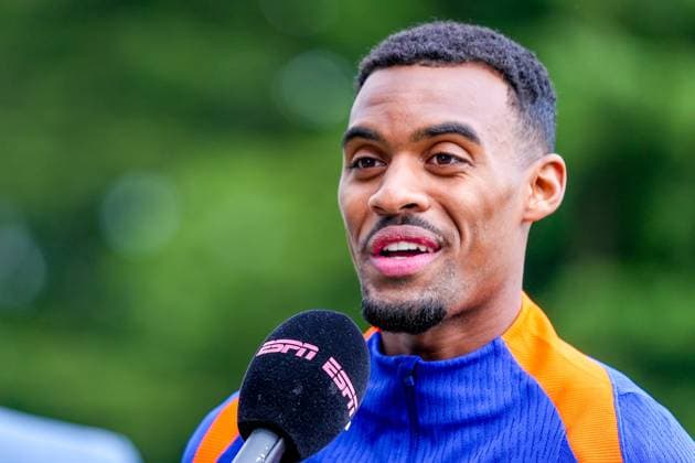 ZEIST, 27-05-2024, KNVB Campus, International football, season 2023 2024 , First training of the Dutch National Football Team in preparation for EURO 2024 , Netherlands player Ryan Gravenberch during interview by ESPN Training Netherlands 27-05-2024  x25361818x Copyright: