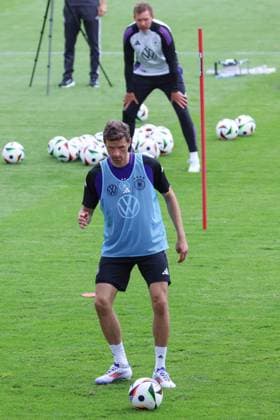 European Championship soccer training camp public training session on 27 05 2024 at Ernst Abbe Sportfeld in Jena Thomas Müller Germany xMSx