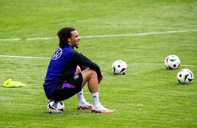 Football, men, season 2023 2024, German national team, European Championship preparation, public training in Jena, in the picture Leroy Sane Germany , 27 05 2024, Copyright: xSebastianxRäppold MatthiasxKochx