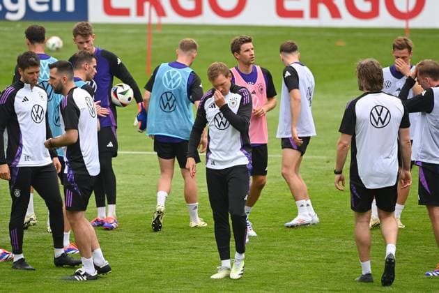 National coach Julian NAGELSMANN GER with players,team public training in Jena , Ernst Abbe Sportfeld German national soccer team,soccer training camp in Blankenhain Thuringia on 27 05 2024,