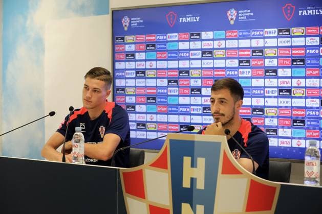 Croatia National Football Team - press conference, PK, Pressekonferenz Croatia s football players Josip Juranovic and Luka Sucic attend a press conference at HNK Rijeka Stadium in Rijeka, Croatia, on May 27, 2024. GoranxKovacic PIXSELL