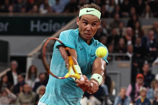 Rafael Nadal, ESP, during first round of 2024 French Open at Roland Garros, Paris, 27 05 2024