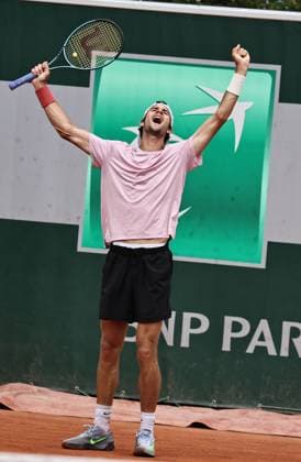 Henri Squire, GER, during first round of 2024 French Open at Roland Garros, Paris, 27 05 2024