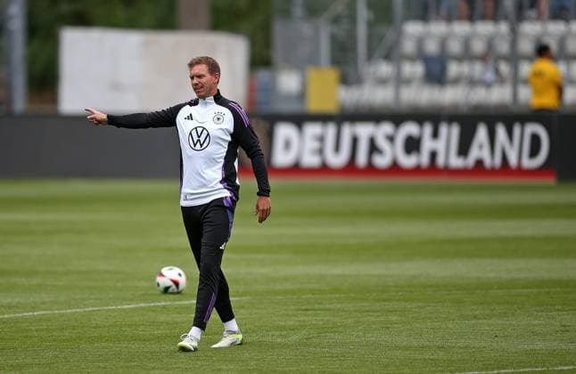 27 05 2024, Football, European Championship 2024, Preparatory training camp of the German national team in Blankeinhain Thuringia Public training in the ad hoc Arena in the Ernst Abbe Sportfeld Jena National coach Julian Nagelsmann Germany DFL and DFB regulations prohibit any use of photographs as image sequences and or quasi video