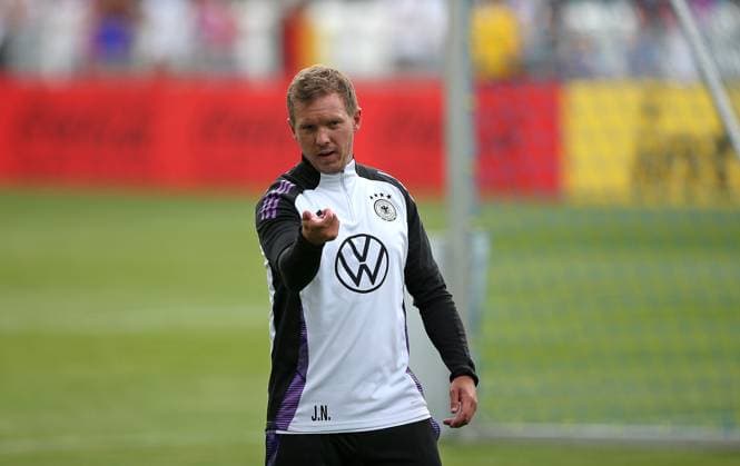 27 05 2024, Football, European Championship 2024, Preparatory training camp of the German national team in Blankeinhain Thuringia Public training in the ad hoc Arena in the Ernst Abbe Sportfeld Jena National coach Julian Nagelsmann Germany DFL and DFB regulations prohibit any use of photographs as image sequences and or quasi video