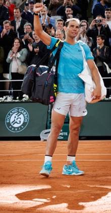 Spanish Rafael Nadal pictured at the end of a tennis match between Spanish Nadal and German Zverev, in the first round of the men s singles, at the Roland Garros French Open tennis tournament, in Paris, France, Monday 27 May 2024. This year s tournament takes place from 26 May to 09 June. BENOITxDOPPAGNE  x93478524x