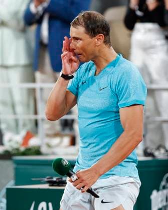 Rafael Nadal ESP holds a speech after his defeat, Emotion Tennis French Open 2024 Roland Garros Paris France 27 May 2024 Copyright: xJuergenxHasenkopfx