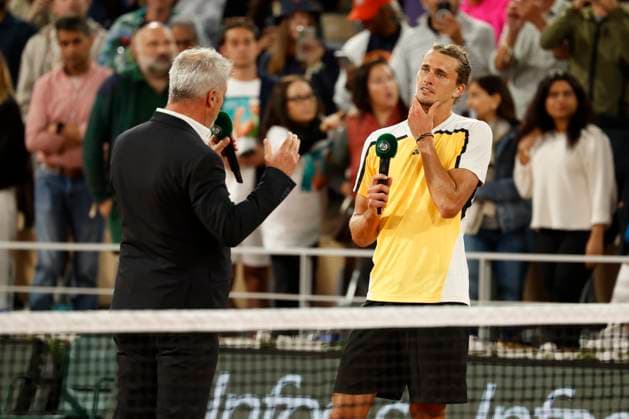 May 27, 2024, Paris, Paris, France: Alexander Zverev (GER) during the tennis Grand Slamt of Roland Garros 2024, day 1, match between Alexander Zverev (GER) and Rafael Nadal (ESP) at Roland Garros Stadium - on May 23 2024.Paris - France Paris France - ZUMAb253 20240527_zsp_b253_085 Copyright: xLoicxBaratouxx