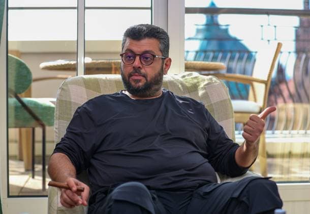 Munich, Germany 27 May 2024 Hasan Ismaik, majority shareholder of TSV 1860 Munich met with the 1966 champion lions for a conversation, here in the picture Hasan Ismaik, head, portrait, sitting, thumb