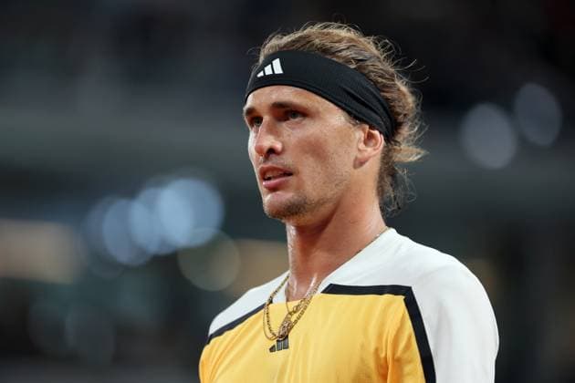 Tennis great Rafael Nadal of Spain plays against fourth-seeded Alexander Zverev of Germany during their first round match of the French Tennis Open at Roland Garros in Paris, France, on Monday, May 27, 2024. Nadal lost 6-1, 6-2, 6-1 and exited the tournament he has won 14 times in a farewell-like defeat.  PAR20240527129 MAYAxVIDON-WHITE