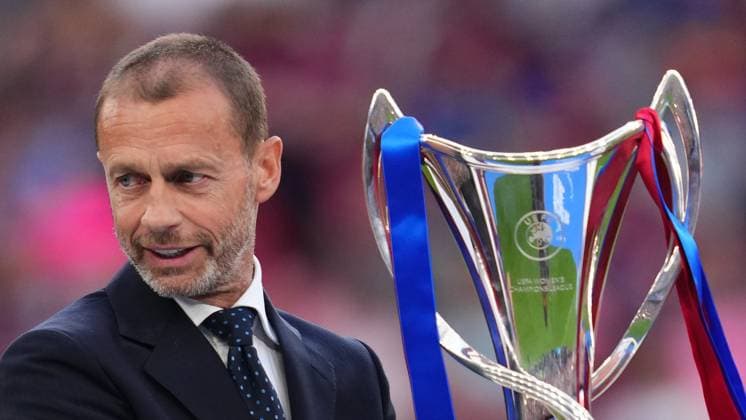ESP: FC Barcelona, Barca v Olympique Lyonnais. UEFA Women™s Champions League. Final UEFA president Aleksander Ceferin during the UEFA Women™s Champions League Final match between FC Barcelona and Olympique Lyonnais played at San Mames Stadium on May 25, 2024 in Bilbao Spain. kpng Copyright: xBaguxBlancox xPRESSINPHOTOx PS_240525_1010