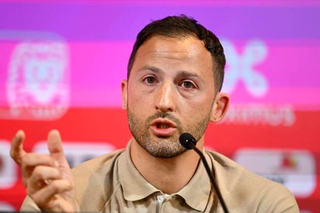 Squad Announcement UEFA EURO, EM, Europameisterschaft,Fussball 2024 TUBIZE, BELGIUM - MAY 28 : Belgian national coach Domenico Tedesco talking to the press during a press conference, PK, Pressekonferenz to announce his player selection to compete in the UEFA Euro 2024 tournament in Germany on May 28, 2024 in Tubize, Belgium, 28 05 2024 Tubize Belgium  Copyright: xVincentxKalutx