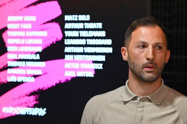 Squad Announcement UEFA EURO, EM, Europameisterschaft,Fussball 2024 TUBIZE, BELGIUM - MAY 28 : Belgian national coach Domenico Tedesco talking to the press during a press conference, PK, Pressekonferenz to announce his player selection to compete in the UEFA Euro 2024 tournament in Germany on May 28, 2024 in Tubize, Belgium, 28 05 2024 Tubize Belgium  Copyright: xVincentxKalutx